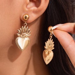 occidental style  creative Peach heart pendant ear stud woman  personality Met..