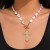 occidental style  personality crossO buckle necklace  Pearl beads clavicle chain