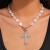 occidental style  personality crossO buckle necklace  Pearl beads clavicle chain