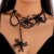 occidental style black wind crystal spider necklace Halloween punk exaggerating imitate Pearl beads clavicle 