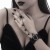 occidental style wind black gem drop tassel necklace woman  black lace Collar
