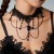 occidental style wind black gem drop tassel necklace woman  black lace Collar