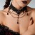 occidental style wind black gem drop tassel necklace woman  black lace Collar