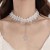 occidental style retro imitate Pearl gem pendant lace chain personality Metal chain tassel necklace