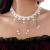 occidental style retro imitate Pearl gem pendant lace chain personality Metal chain tassel necklace