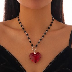 occidental style wind black crystal beads necklace  fashion color glass love p..