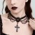 occidental style black wind cross pendant necklace woman   retro multilayer beads tassel clavicle Collar