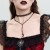 occidental style personality black heart-shaped Moon pendant necklace  lace crystal chain Collar