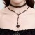 occidental style personality black heart-shaped Moon pendant necklace  lace crystal chain Collar
