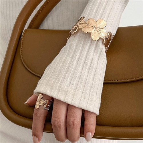 occidental styleins wind flowers opening bangle  personality Metal starfish butterflyRing set