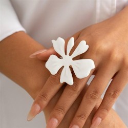 occidental style exaggeratingins Metal wind flowers opening ring  enamel flowe..
