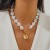 occidental style imitate Pearl beads clavicle necklace woman  retroO buckle love pendant