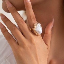 occidental styleins wind Irregular imitate Pearl opening ringRing  temperament..
