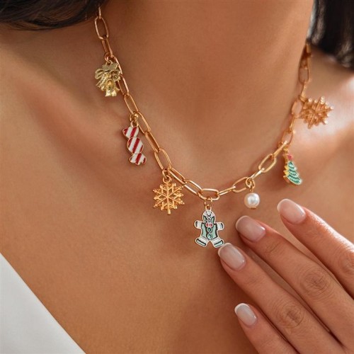 occidental style creative christmas christmas tree pendant necklace  personality day snowflake can