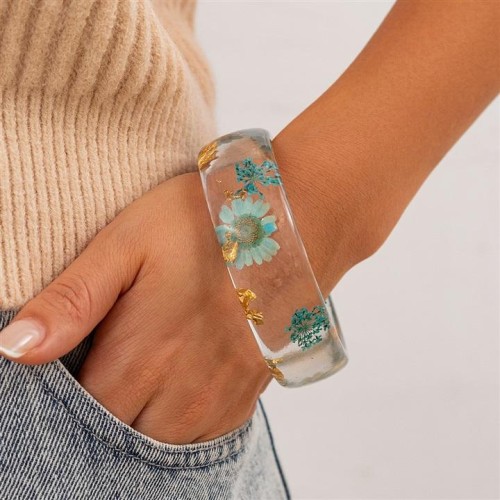 occidental style exaggeratingins wind flowers transparent width bangle woman  personality Acrylic col