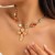 occidental styleins diamond gem cross pendant necklace  personality Metal