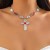 occidental styleins diamond gem cross pendant necklace  personality Metal