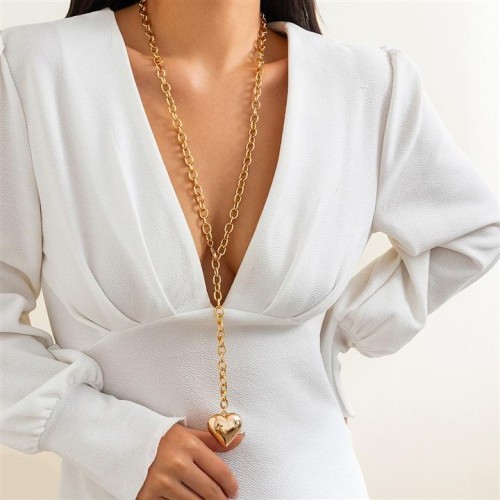 occidental styleins surface love pendant necklace woman  brief Metal chain long style sweater chain