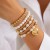 occidental style punk love pendant beads bracelet  brief imitate Pearl elasticitybracelet