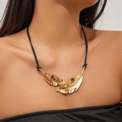 occidental style personality Metal feather pendant necklace woman  samll fashi..