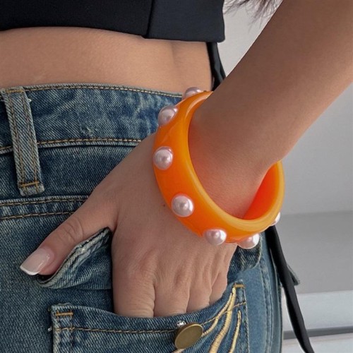 occidental style exaggeratingins wind width bangle  fashion Irregular imitate Pearlracelet