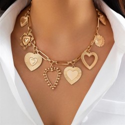 occidental style ins wind Metal love pendant necklace  personality Peach heart..