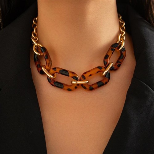 occidental style  fashion geometry leopardO buckle  personality Metal chain set