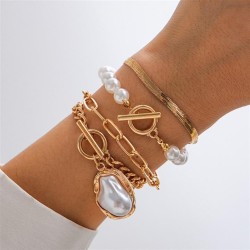 occidental style temperament imitate Pearl bracelet set ins wind beadsbracelet