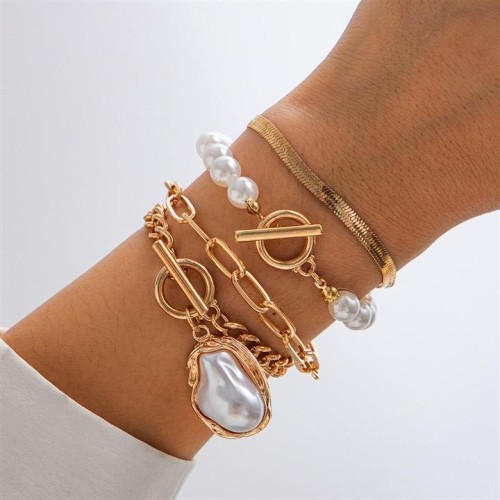 occidental style temperament imitate Pearl bracelet set ins wind beadsbracelet