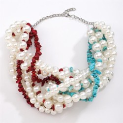  Bohemia handmade weave Pearl gravel necklace  beads multilayer fashion person..