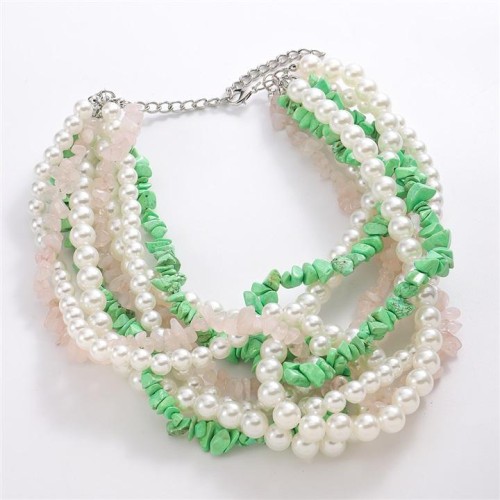  fashion multilayer handmade beads Pearl gravel necklace  personality trend weave three-dimensional