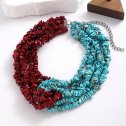 occidental style fashion trend two color splice multilayer gravel necklace  ex..