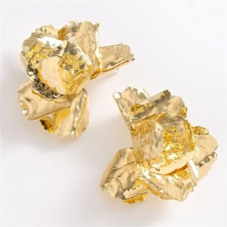 occidental style retro Metal big flowers ear stud three-dimensional gorgeous f..