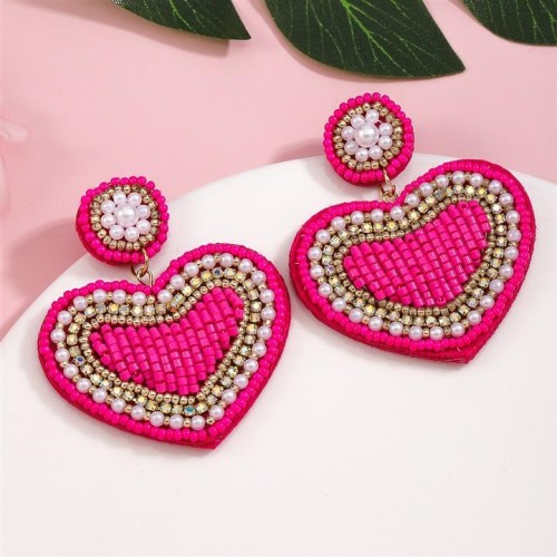 occidental style fashion sweet love earring  handmade beads diamond lovely earrings