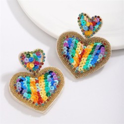 occidental style fashion personality handmade sequin diamond chain earring lov..