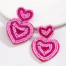  fashion heart-shaped handmade beads Pearl beads earring sequin Peach heart ea..