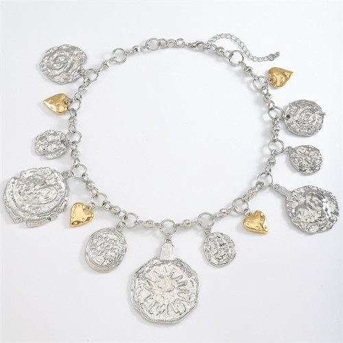 same style occidental style fashion love Coin Metal necklace  lady Peach heart pendant clavicle chain