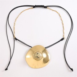  occidental style exaggerating resin necklace lady trend Round Metal pendant p..
