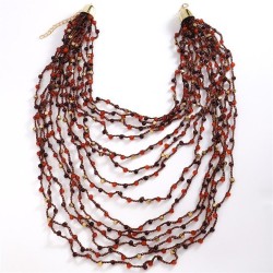  retro multilayer necklace beads chain handmade weave ethnic style sweater cha..