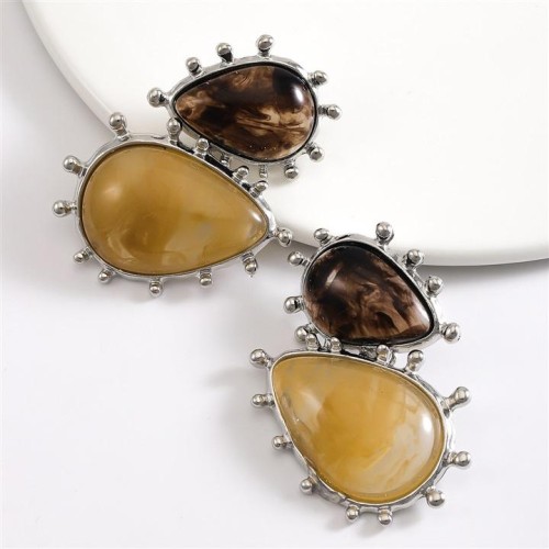  personality retro trend Cowboy wind drop resin gem earrings   lady temperament Earring