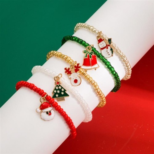 occidental style day gift lovely cartoon Santa Claus christmas tree deer head pendant bracelet