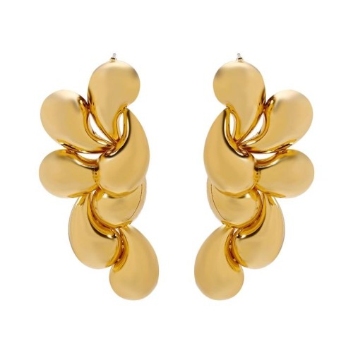 E fashion drop splice flowers Metal earrings  occidental style Street Snap surface asymmetry earring woman