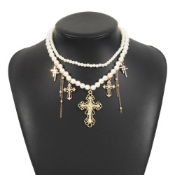 temperament samll Double layer imitate Pearl necklace  occidental style person..