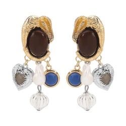 E Autumn and Winter retro high imitate Pearl gem pendant Earring  creative all..