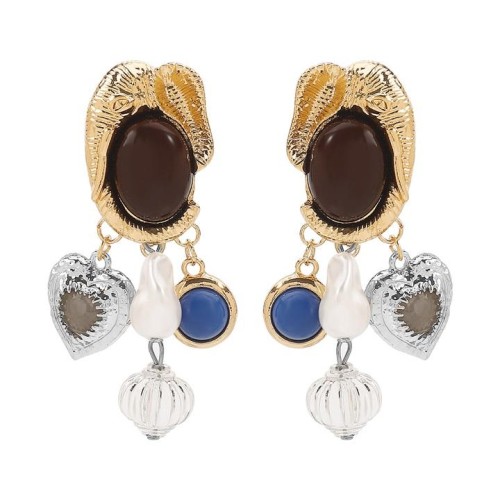 E Autumn and Winter retro high imitate Pearl gem pendant Earring  creative all-Purpose Style earrings