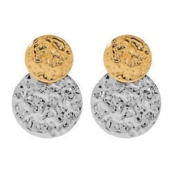 E double color geometry Metal textured earrings woman  personality brief all-P..