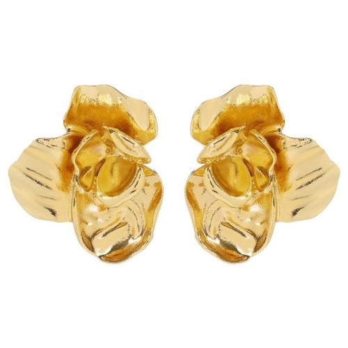 E exaggerating three-dimensional retro ear stud  occidental style Metal textured flowers flower Earring