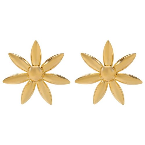 E occidental style leisure wind retro exaggerating sun flower earrings  Metal textured flowers ear stud woman