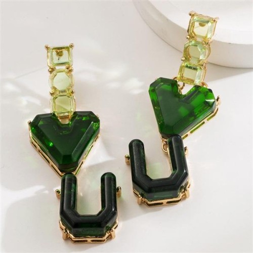 occidental style temperament color loveU splice resin earrings fashionins wind long style high earring woman