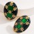 occidental style retro palace wind earrings color enamel flowers Oval ear stud samll high Earring